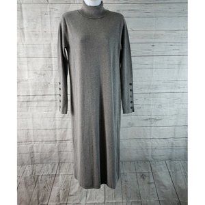 J Jill Womens Sweater Dress‎ Sz XS Gray Turtleneck Long Sleeve Cotton Blend